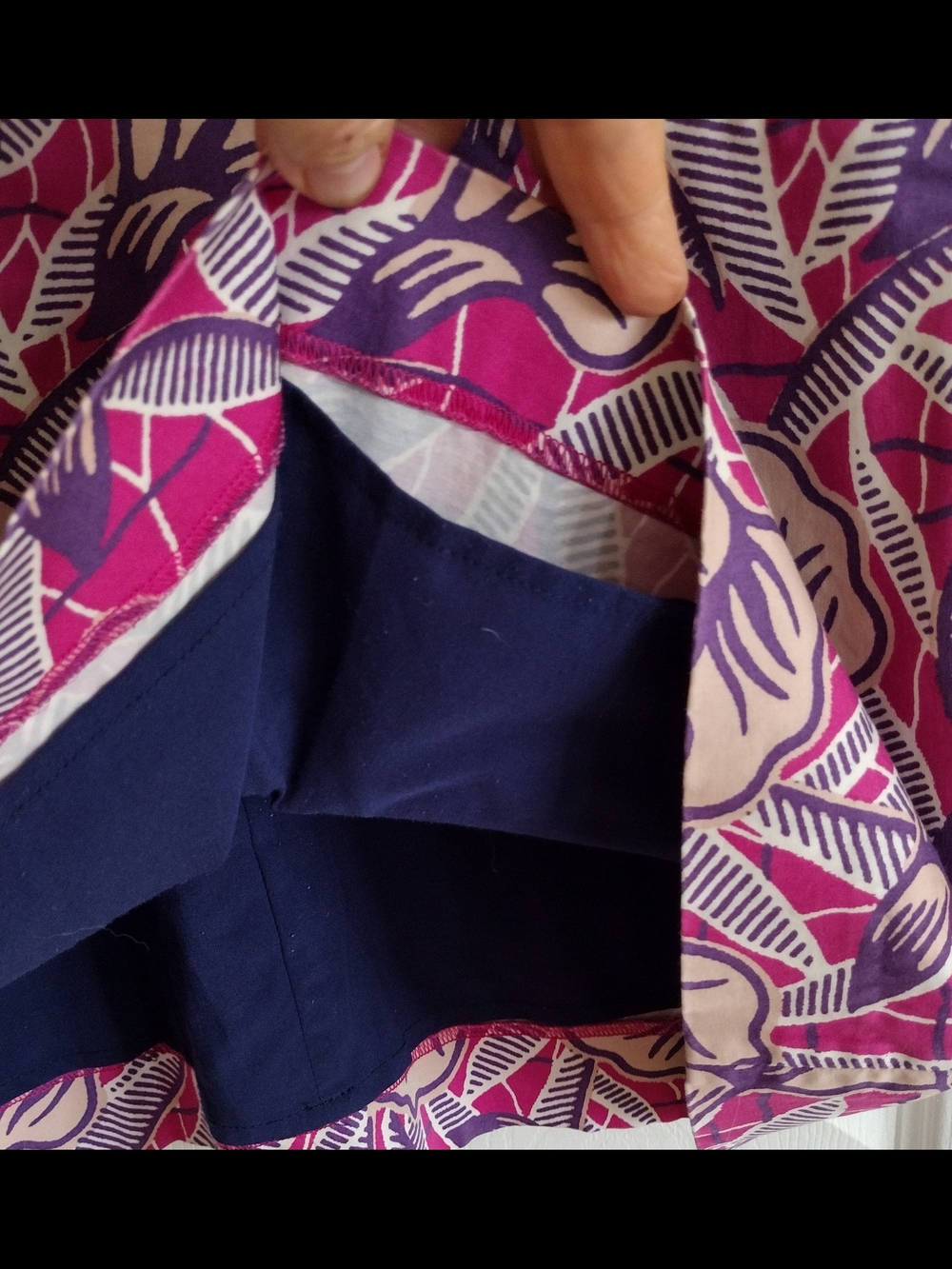 Club Monaco Pink and Purple Floral Dress with Navy Crochet Collar - Picture 7 of 9